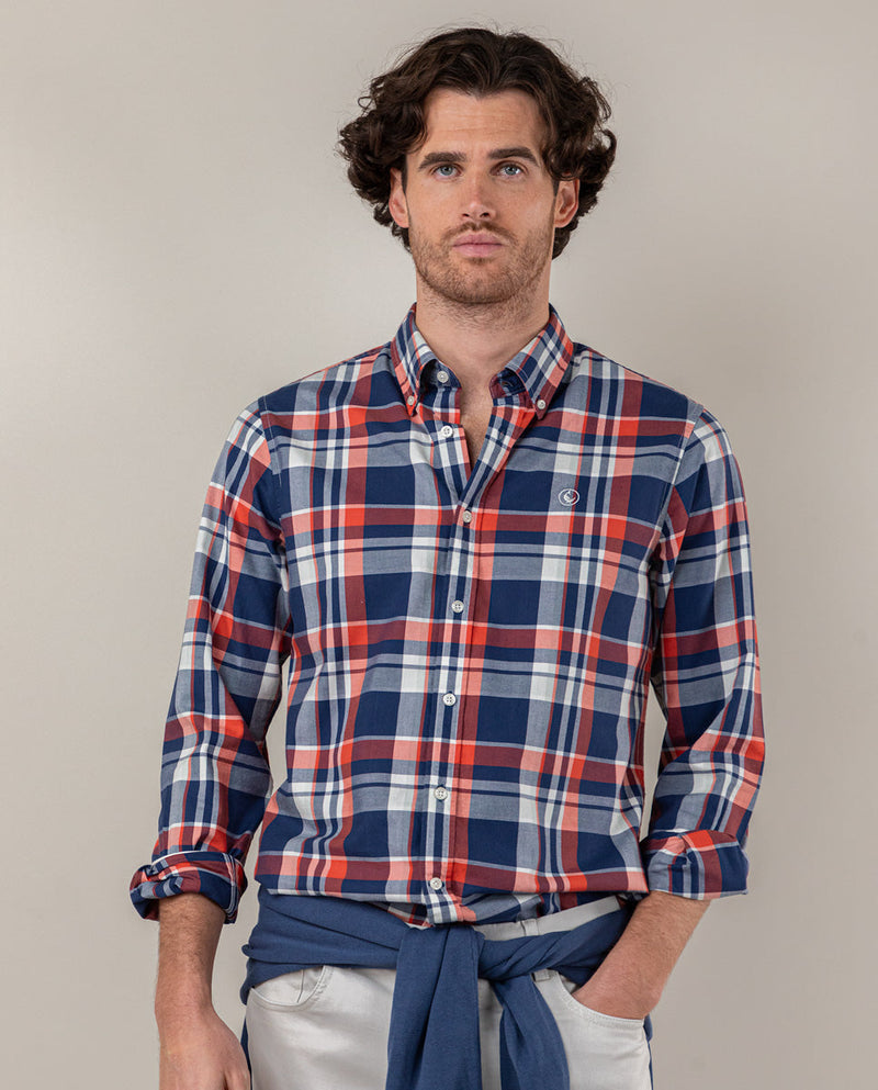 Camisa Cuadro Preppy Marino-Rojo