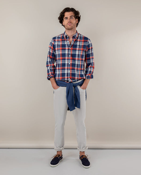 Camisa Cuadro Preppy Marino-Rojo