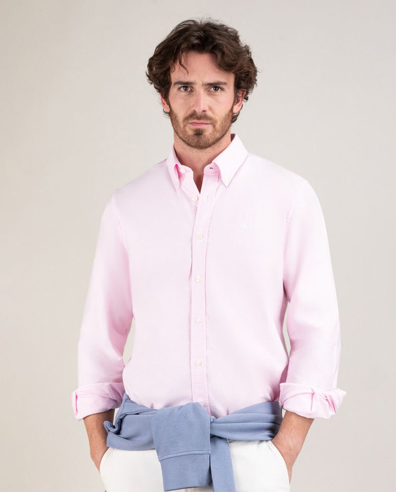 Camisa Oxford Liso Rosa