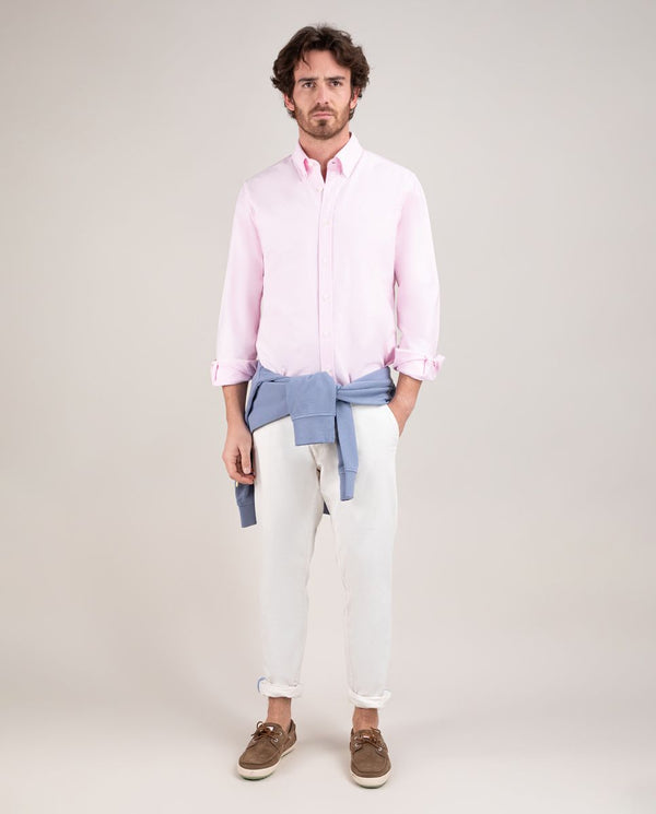 Camisa Oxford Liso Rosa