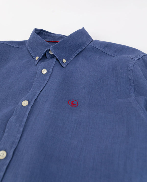 Camisa Lino Garment Dyed Marino