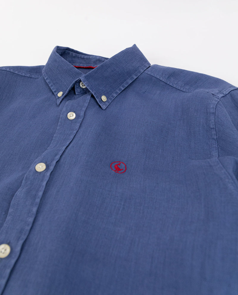 Camisa Lino Garment Dyed Marino