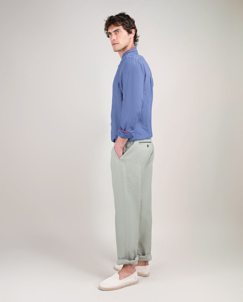 Camisa Lino Garment Dyed Marino