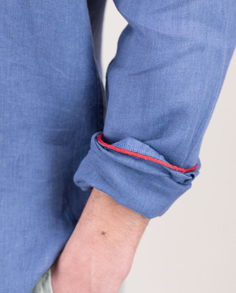 Camisa Lino Garment Dyed Marino