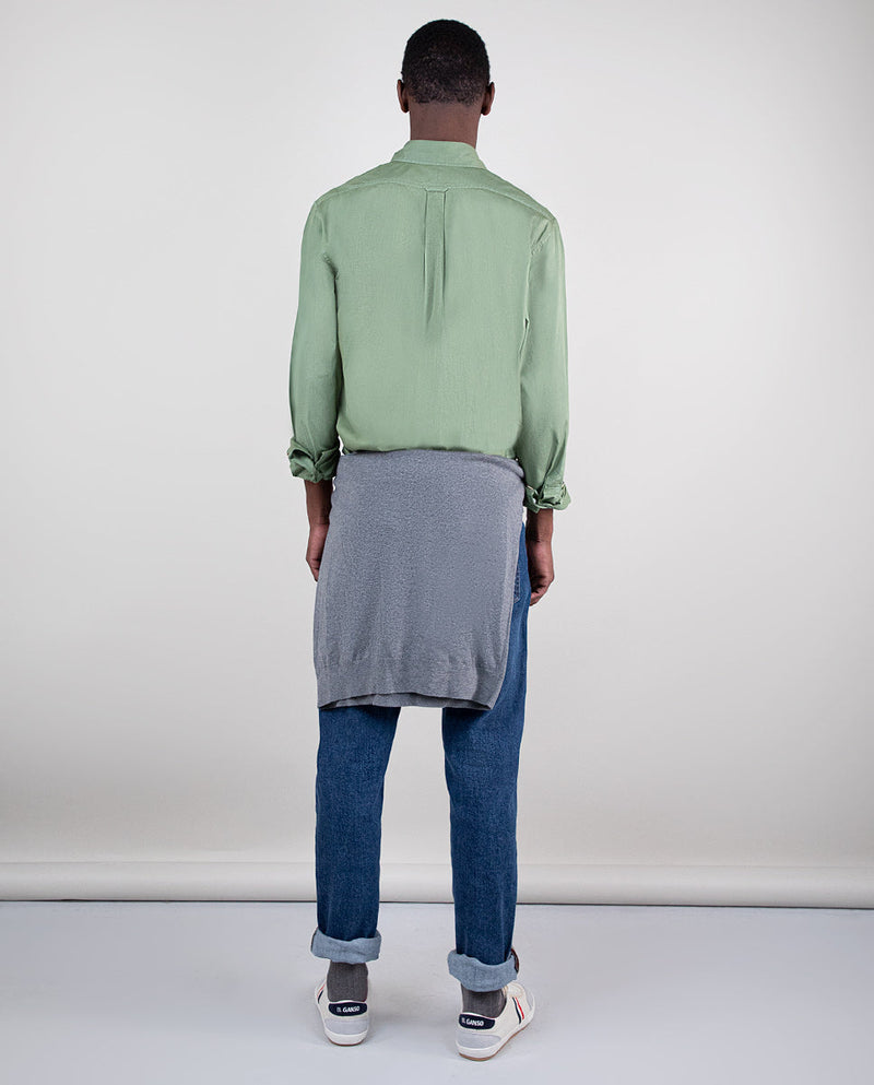 Camisa Algodón Garment Dyed Verde Claro
