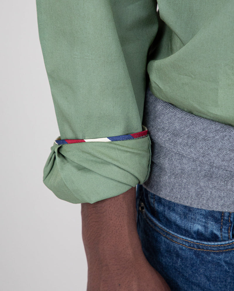 Camisa Algodón Garment Dyed Verde Claro