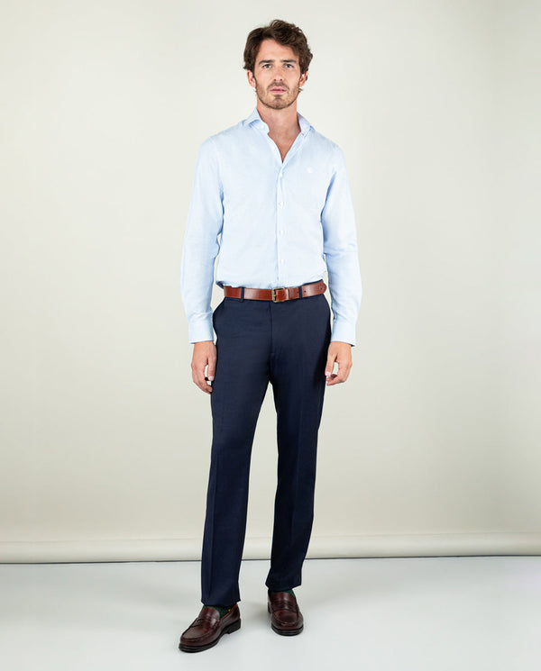 Camisa Vestir Pin Point Yale Celeste
