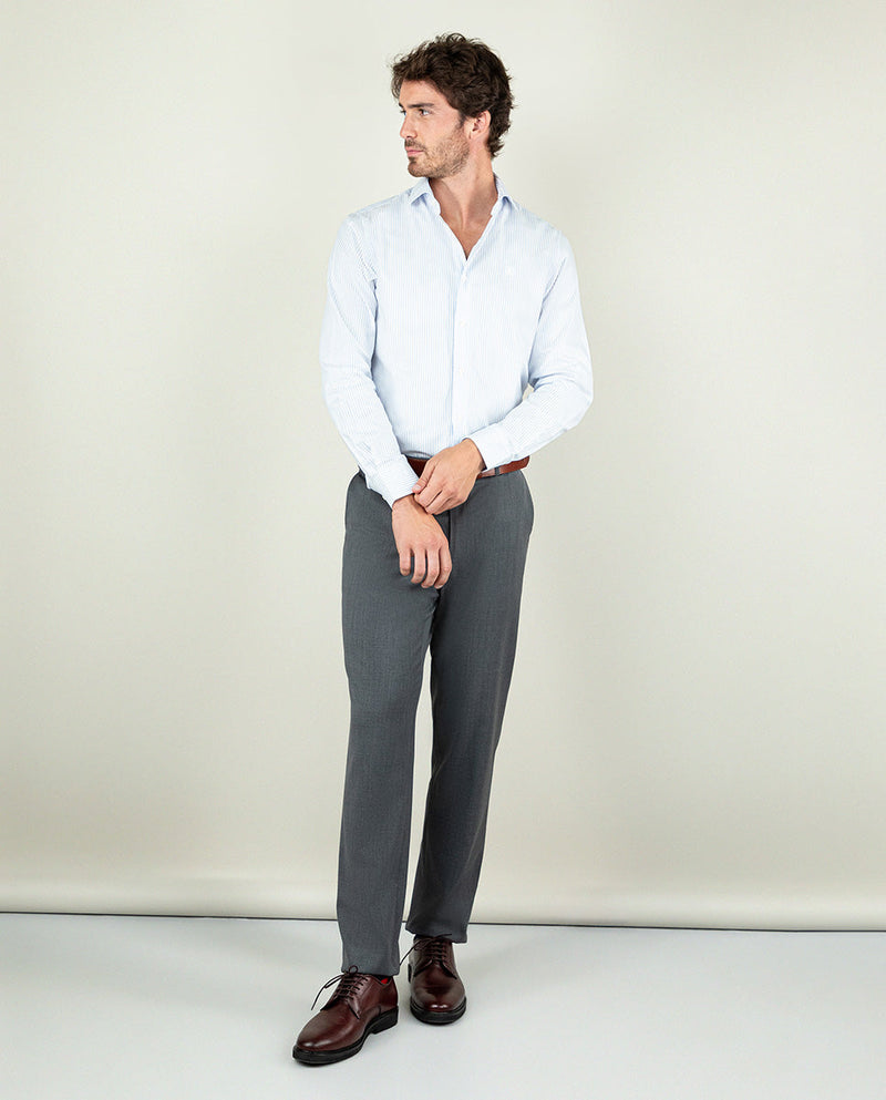 Camisa Vestir Pin Point Raya Bengal Celeste