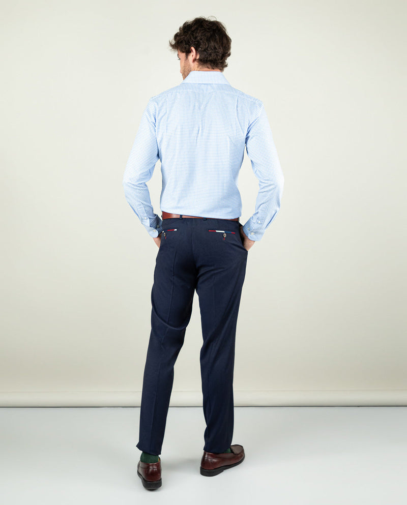 Camisa Vestir Pin Point Vichy Celeste