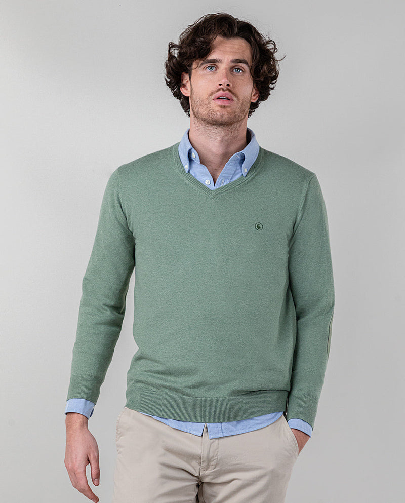 Jersey Cuello Pico Coderas Verde