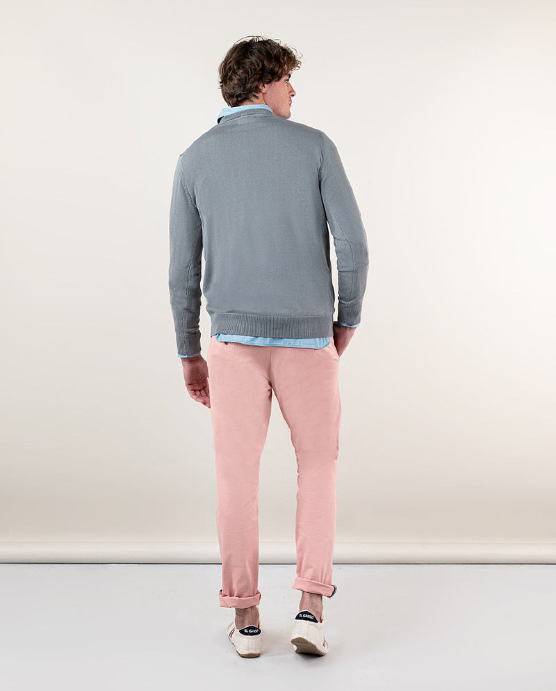 Jersey Cuello Pico Garment Dyed Gris