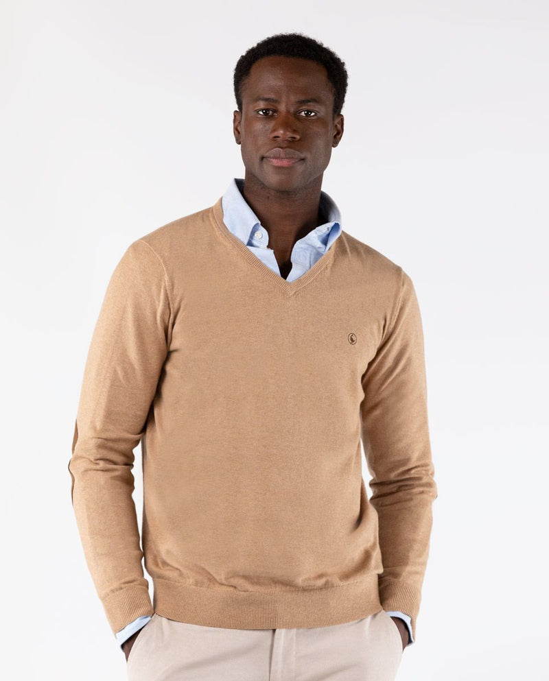 El Ganso | Jersey Cuello Pico Coderas Beige Beige  para hombre.