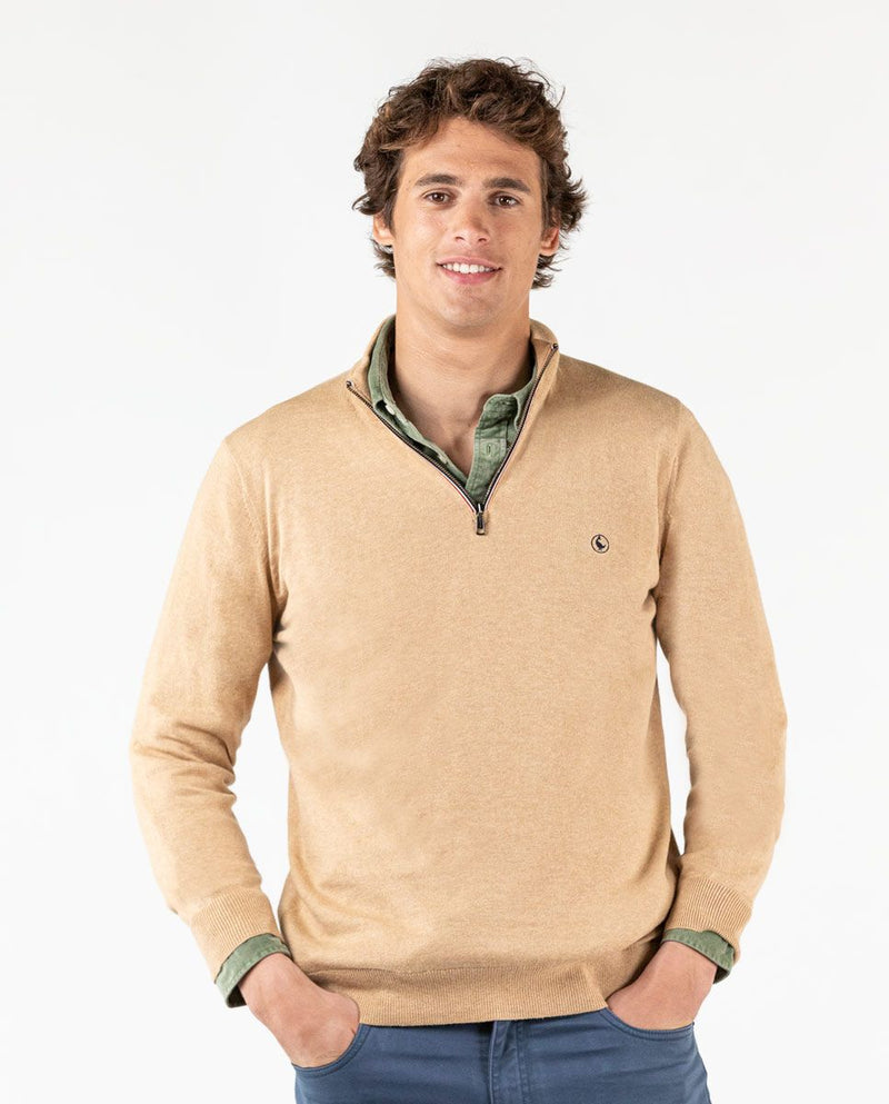 Jersey Cuello Cremallera Beige