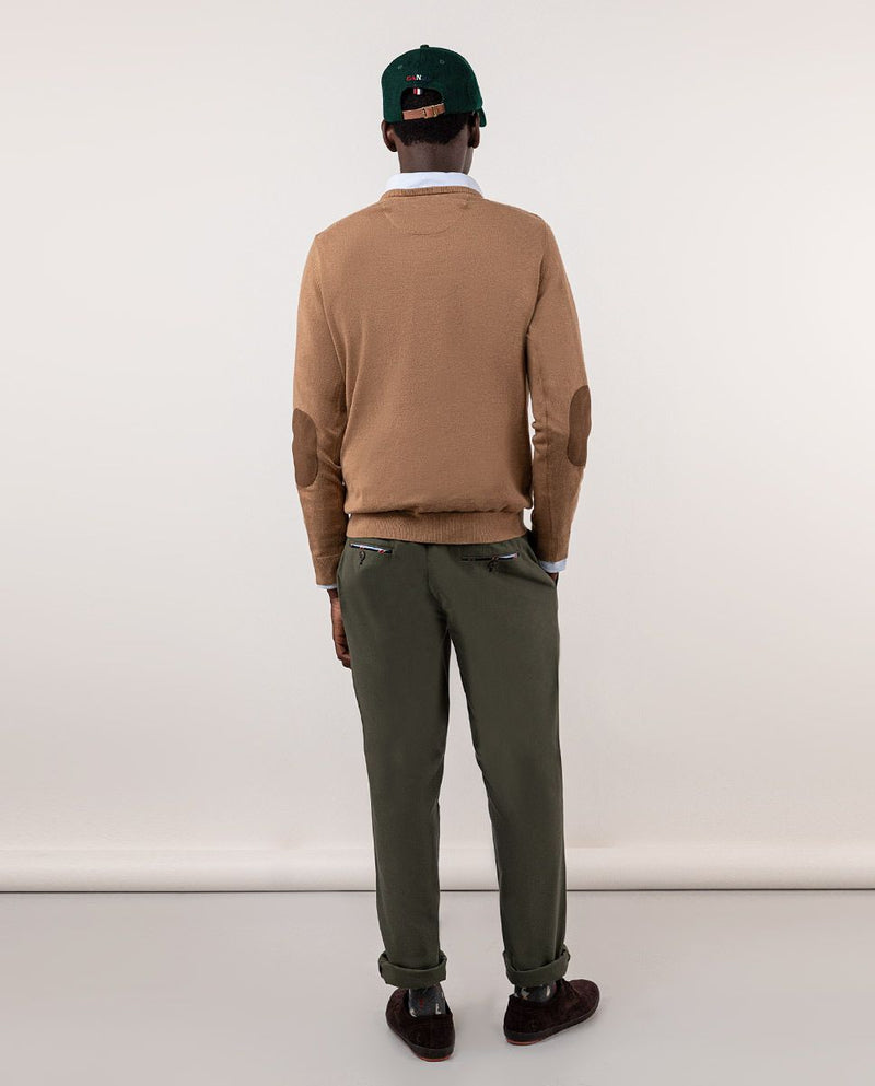 Jersey Cuello Pico Coderas Beige