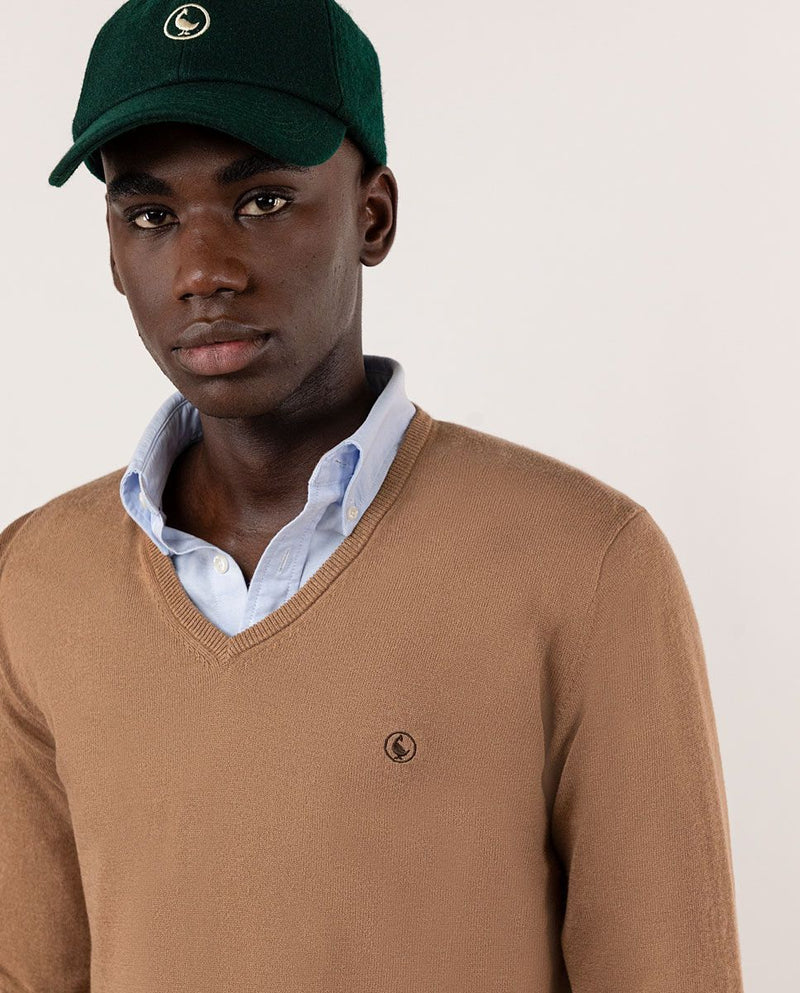 Jersey Cuello Pico Coderas Beige