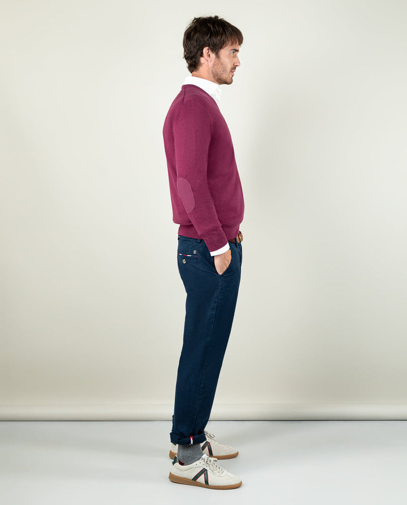 Jersey Cuello Pico Coderas Borgoña