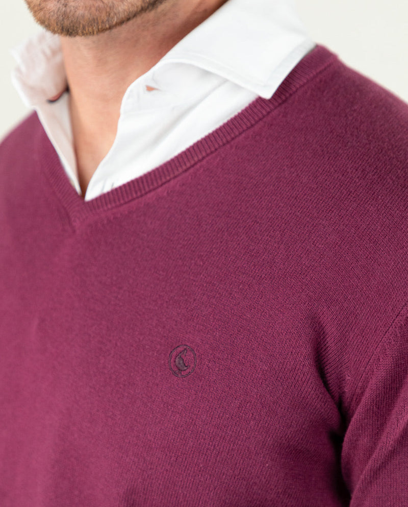 Jersey Cuello Pico Coderas Borgoña