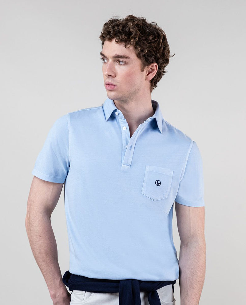 El Ganso | Polo Slub Jersey Azul Azul Medio  para hombre.