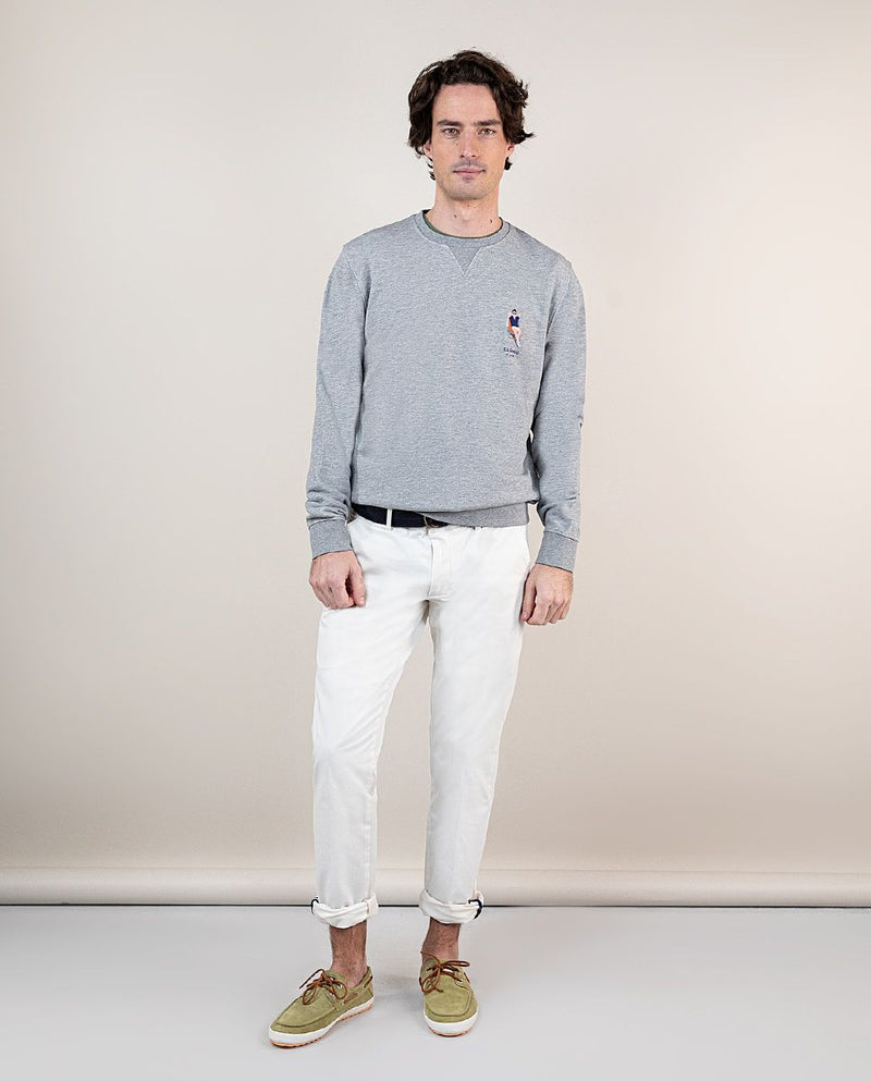 Sudadera Cuello Caja Garment Dyed Wes Robinson Gris Melange