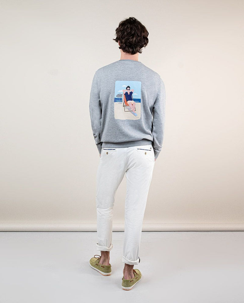 Sudadera Cuello Caja Garment Dyed Wes Robinson Gris Melange