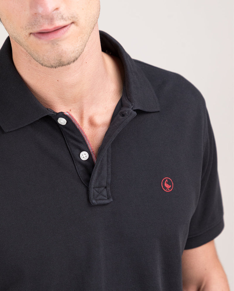 Polo Piqué Garment Dyed Negro