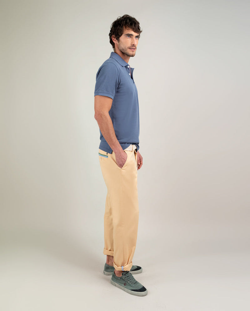 Polo Piqué Garment Dyed Azul Medio