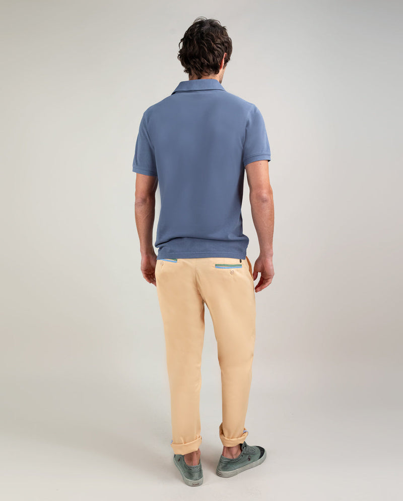 Polo Piqué Garment Dyed Azul Medio