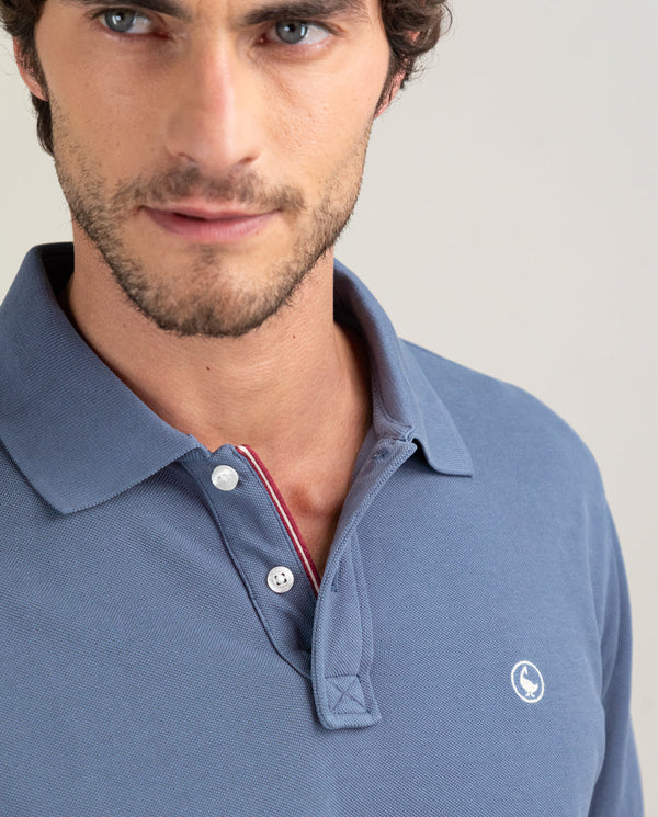 Polo Piqué Garment Dyed Azul Medio