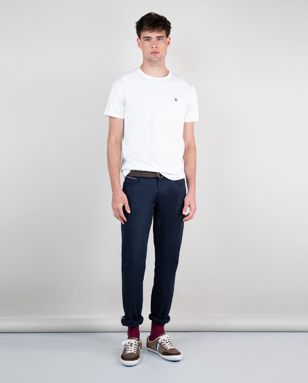 Camiseta Cuello Caja Garment Dyed Blanco