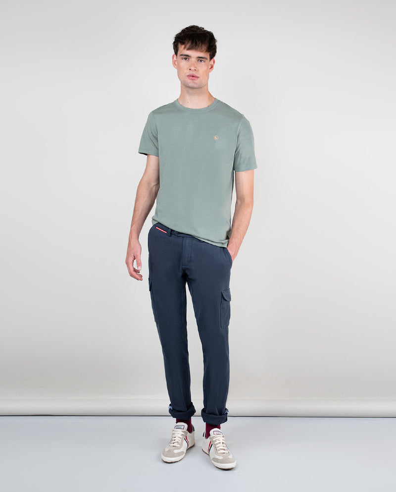 Camiseta Cuello Caja Garment Dyed Verde Claro