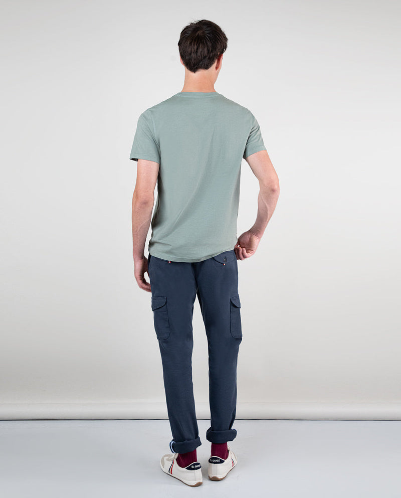 Camiseta Cuello Caja Garment Dyed Verde Claro