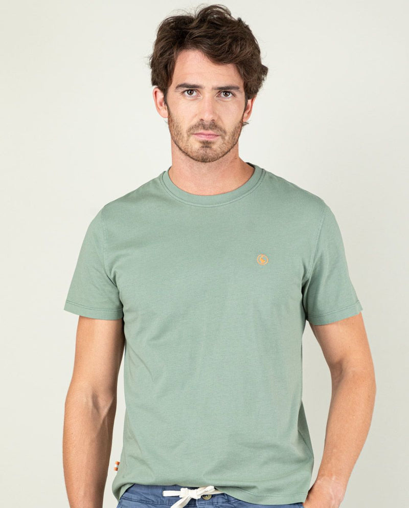 Camiseta Cuello Caja Garment Dyed Kakhi