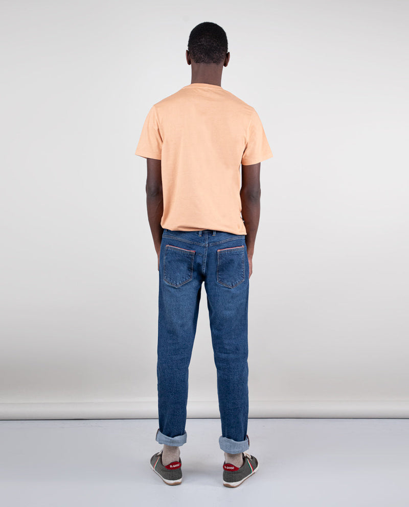 Camiseta Cuello Caja Garment Dyed Terracota