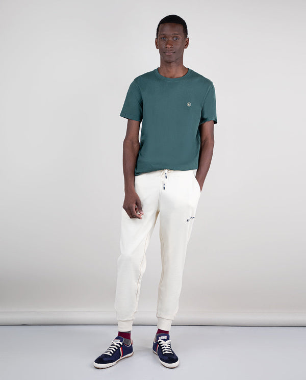 Camiseta Cuello Caja Garment Dyed Verde Pino