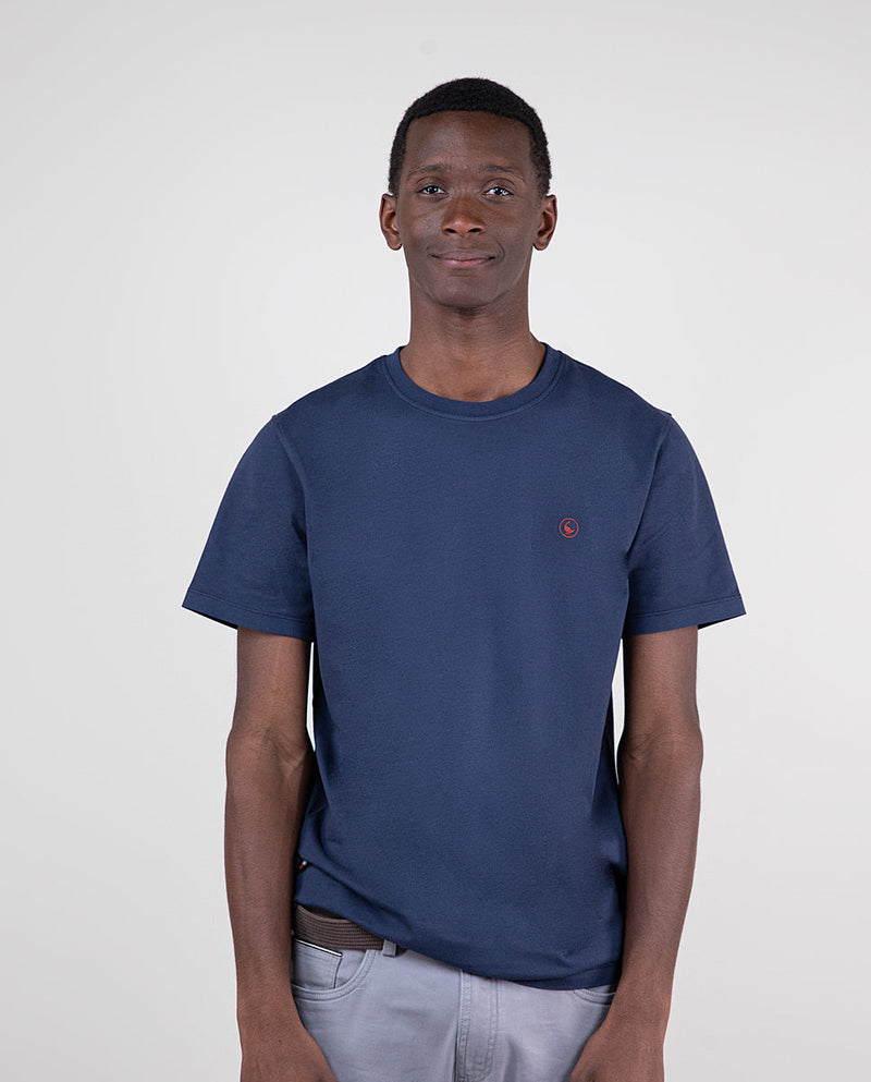 Camiseta Cuello Caja Garment Dyed Marino