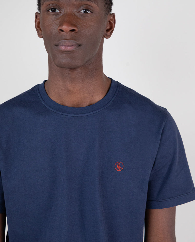 Camiseta Cuello Caja Garment Dyed Marino