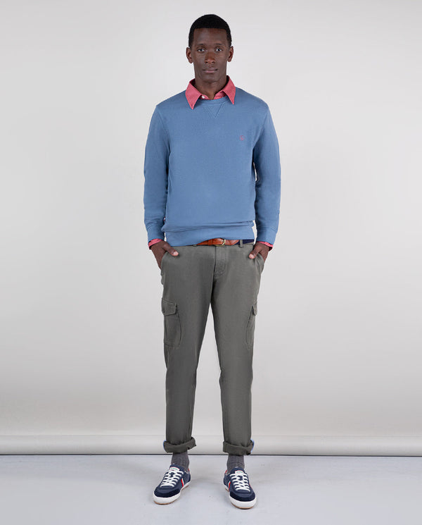 Sudadera Cuello Caja Garment Dyed Azul