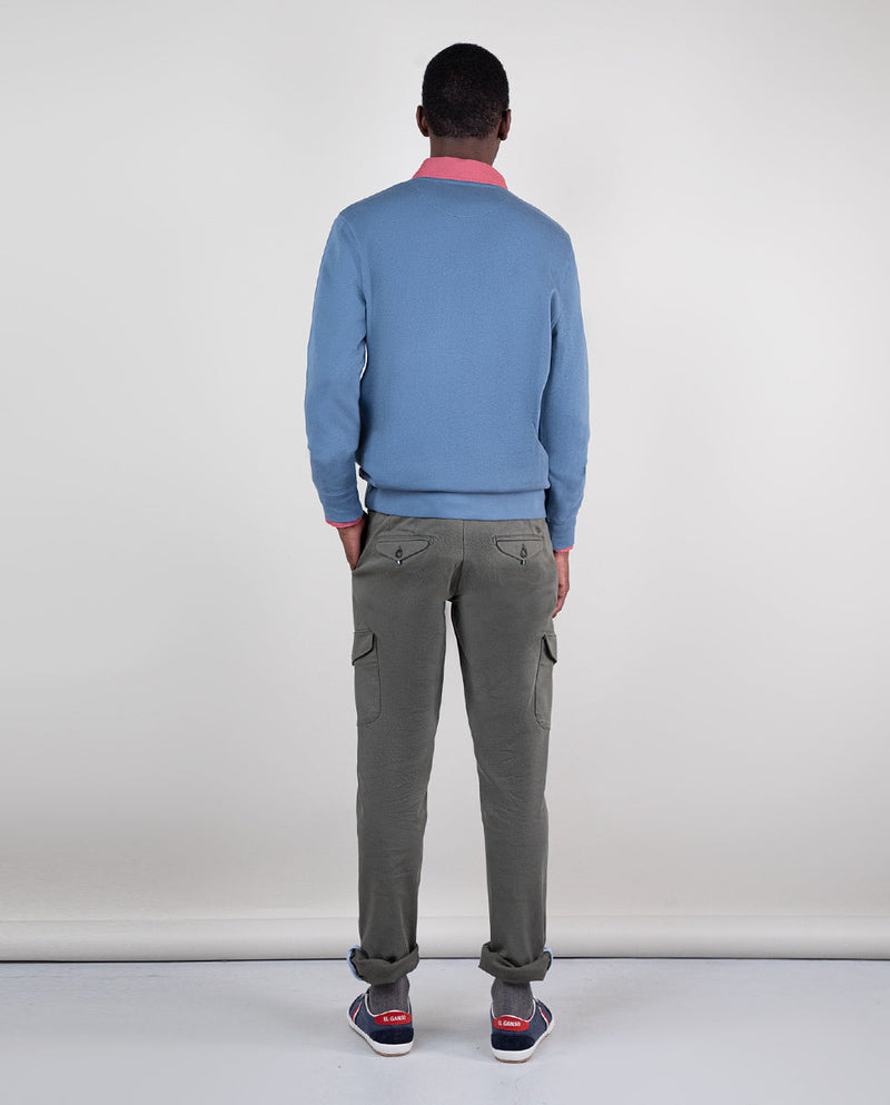 Sudadera Cuello Caja Garment Dyed Azul
