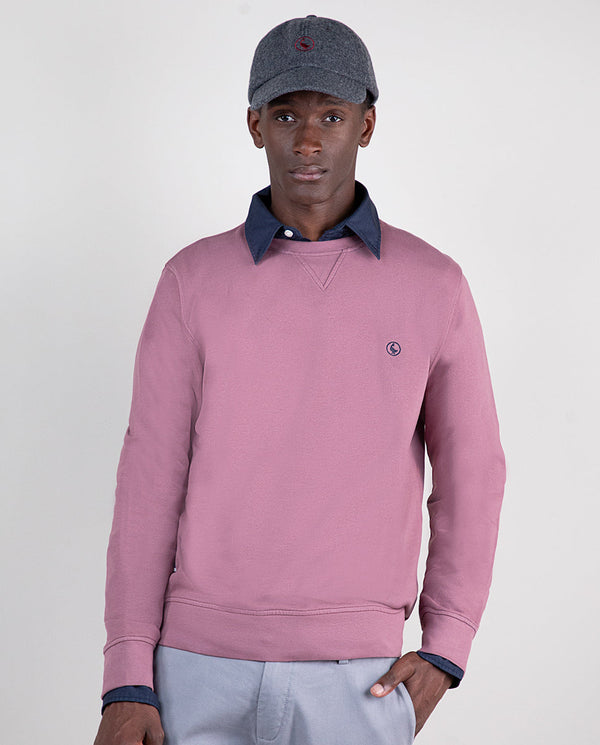 Sudadera Cuello Caja Garment Dyed Berenjena