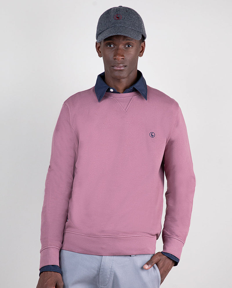 Sudadera Cuello Caja Garment Dyed Berenjena