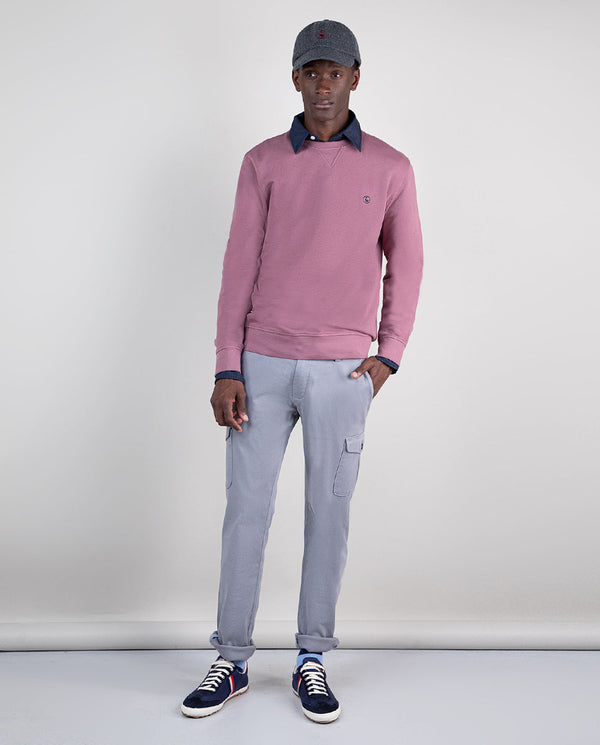 Sudadera Cuello Caja Garment Dyed Berenjena