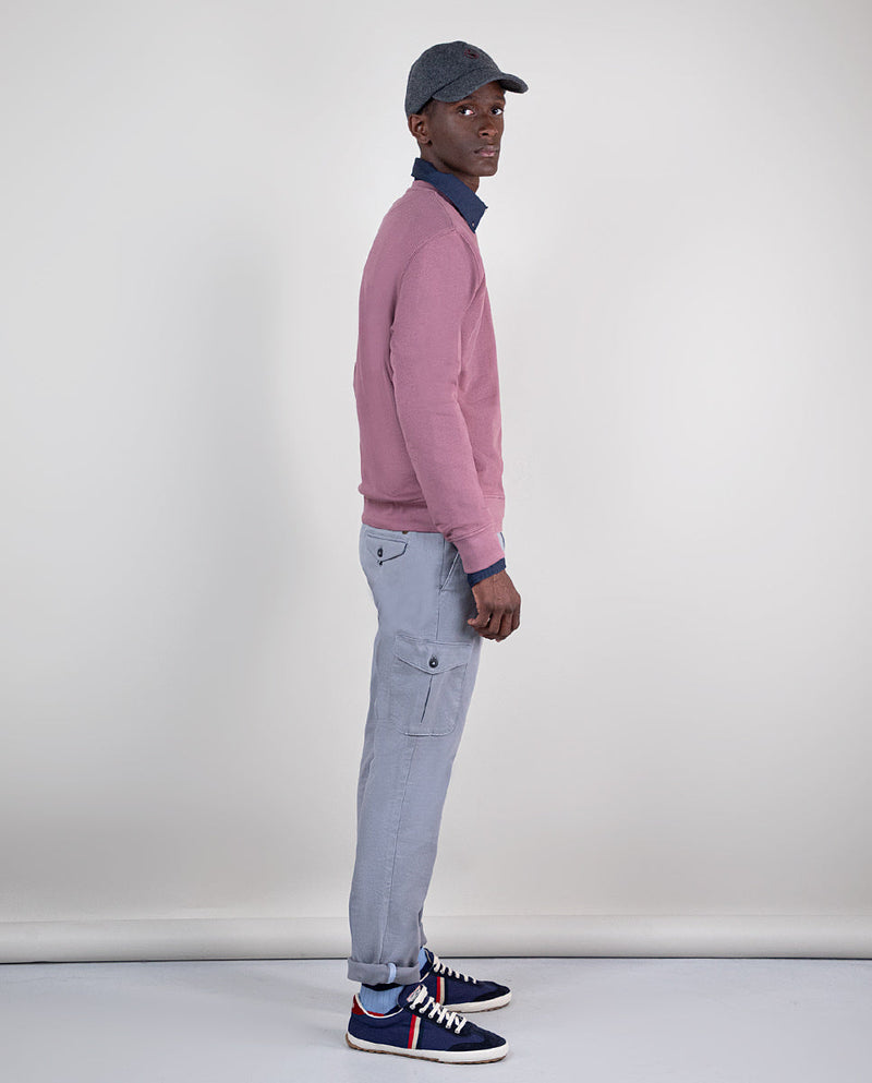 Sudadera Cuello Caja Garment Dyed Berenjena