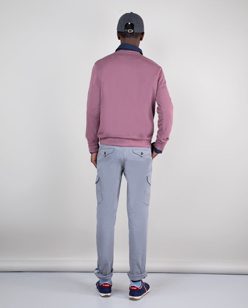 Sudadera Cuello Caja Garment Dyed Berenjena