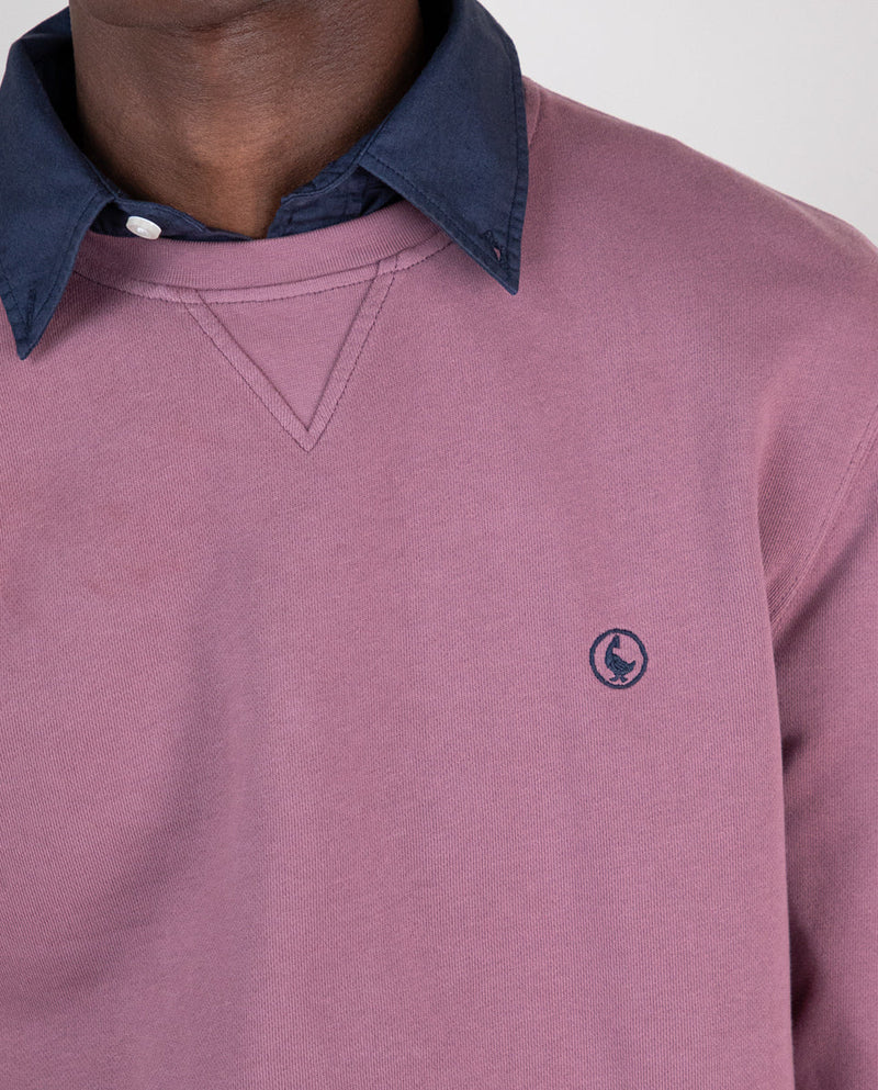 Sudadera Cuello Caja Garment Dyed Berenjena