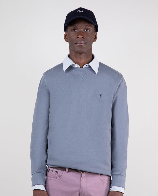 Sudadera Cuello Caja Garment Dyed Gris