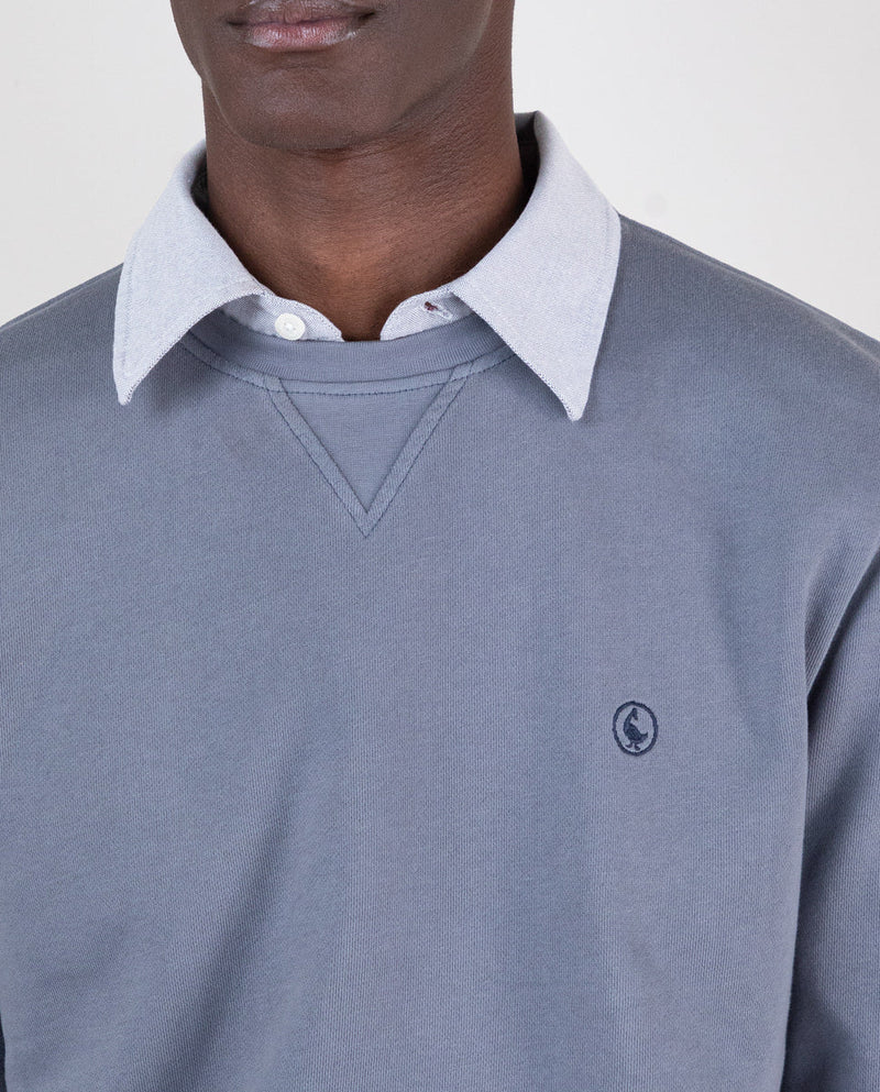 Sudadera Cuello Caja Garment Dyed Gris