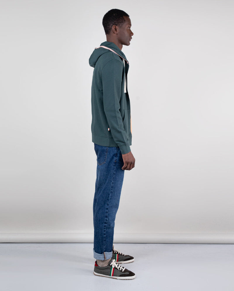 Sudadera Zipper Garment Dyed Verde Pino