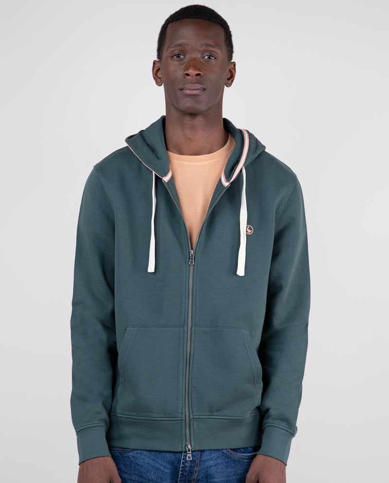Sudadera Zipper Garment Dyed Verde Pino