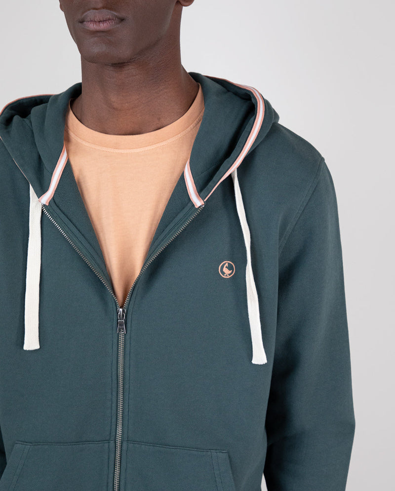 El Ganso Sudadera Zipper Garment Dyed Verde Pino para hombre
