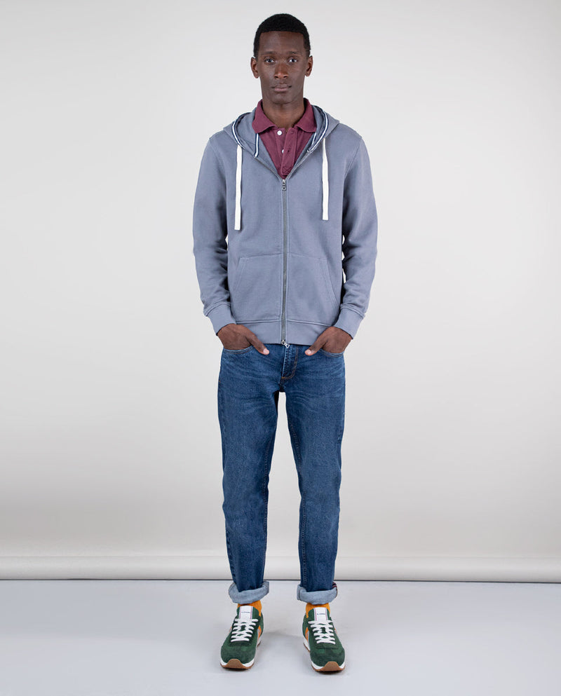 Sudadera Zipper Garment Dyed Gris